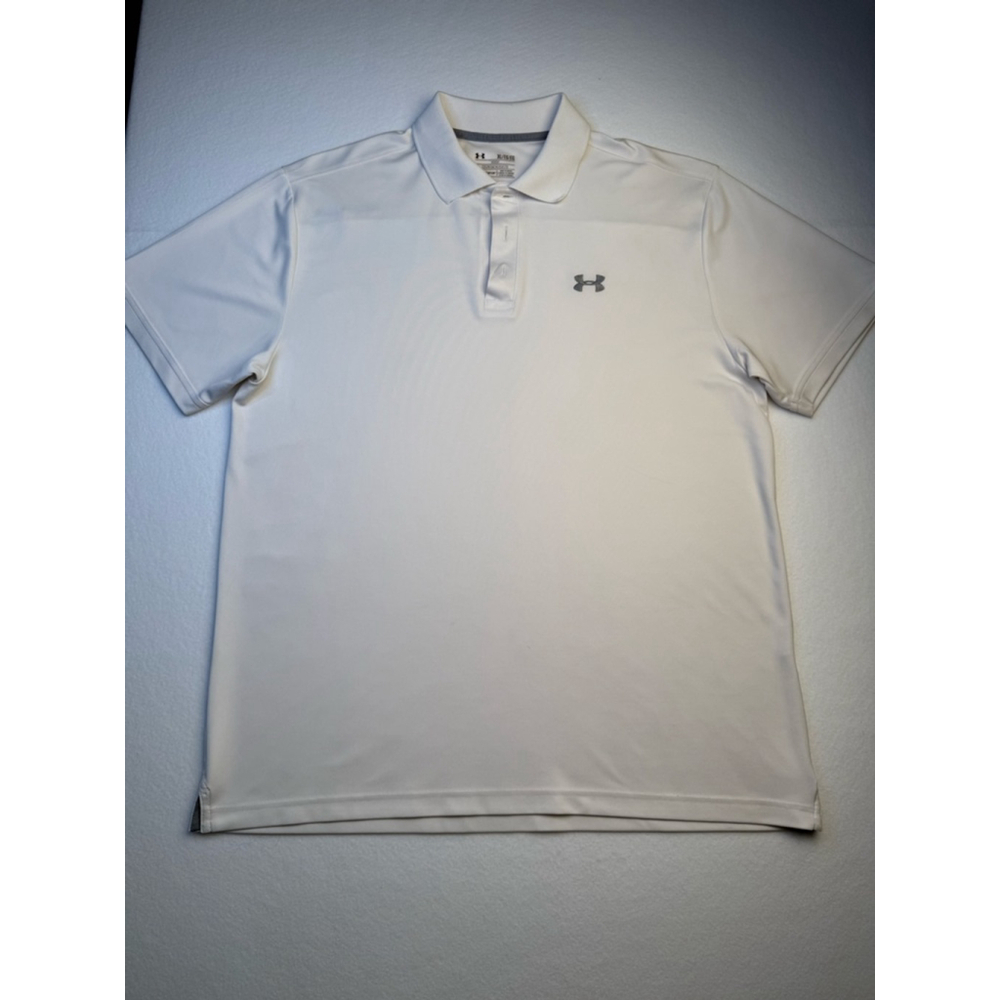 Under Armour Men’s White Golf Polo Shirt Size XL – HeatGear Loose Fit 0081